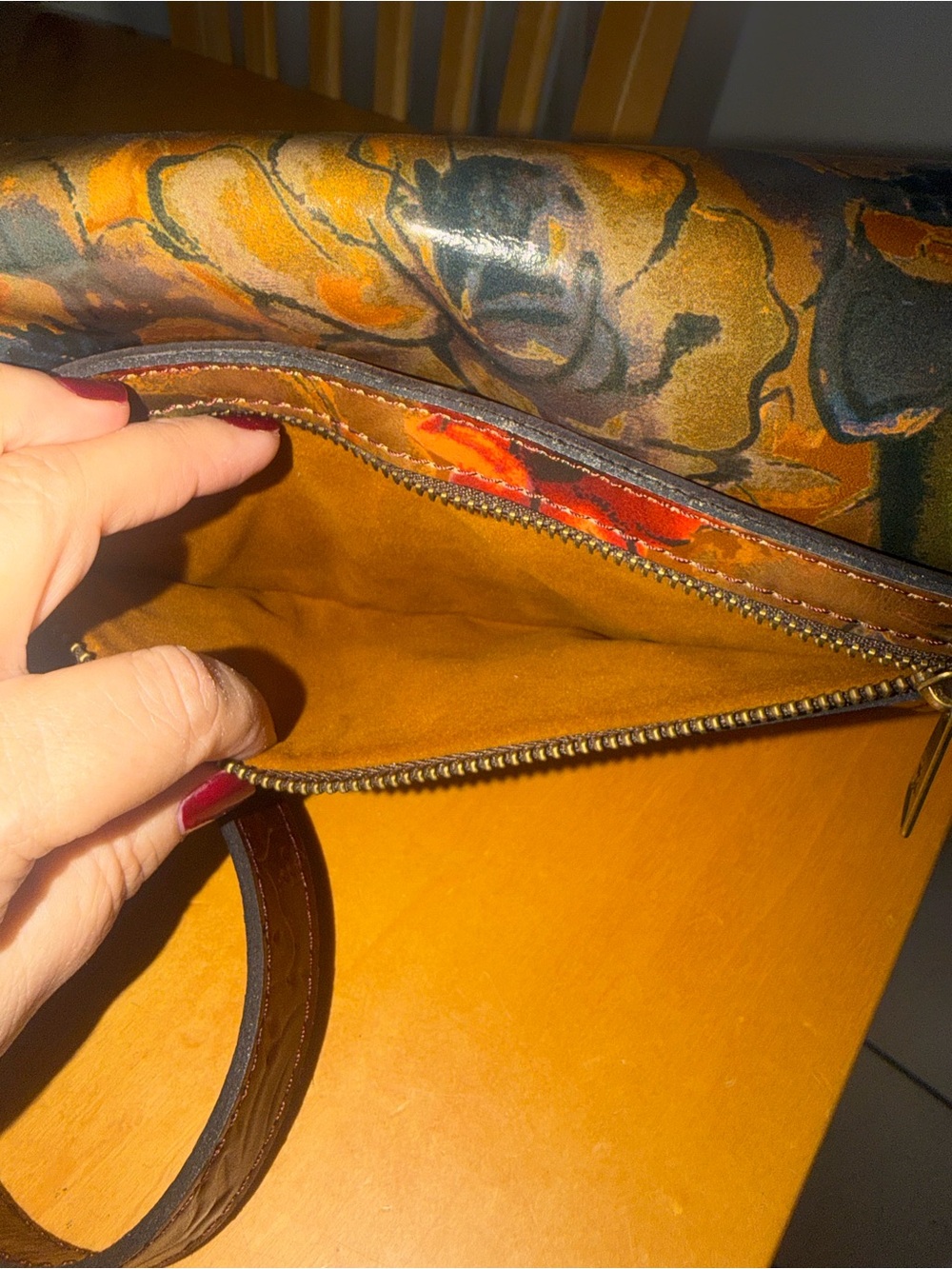 Patricia Nash Brown Floral Italian Leather Crossbody Sienna Sunset Collection - Picture 10 of 16
